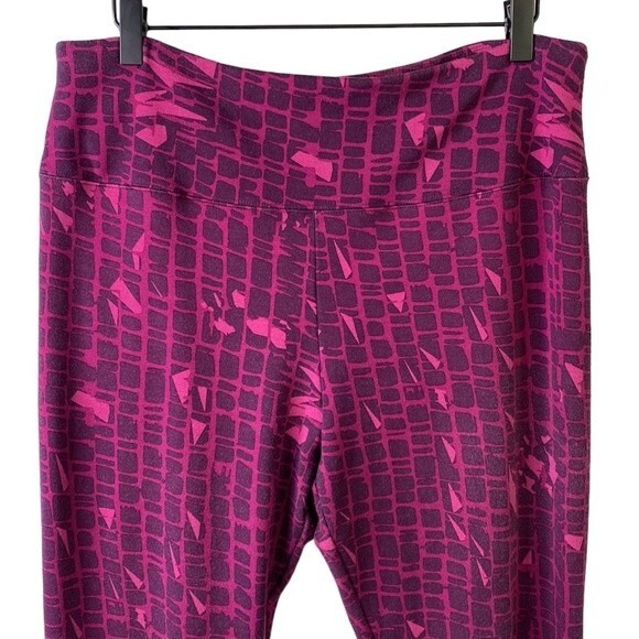 Soft Surroundings High Waist Purple Leggings Abstract Print Wide Yoga Band Soft - Picture 2 of 12